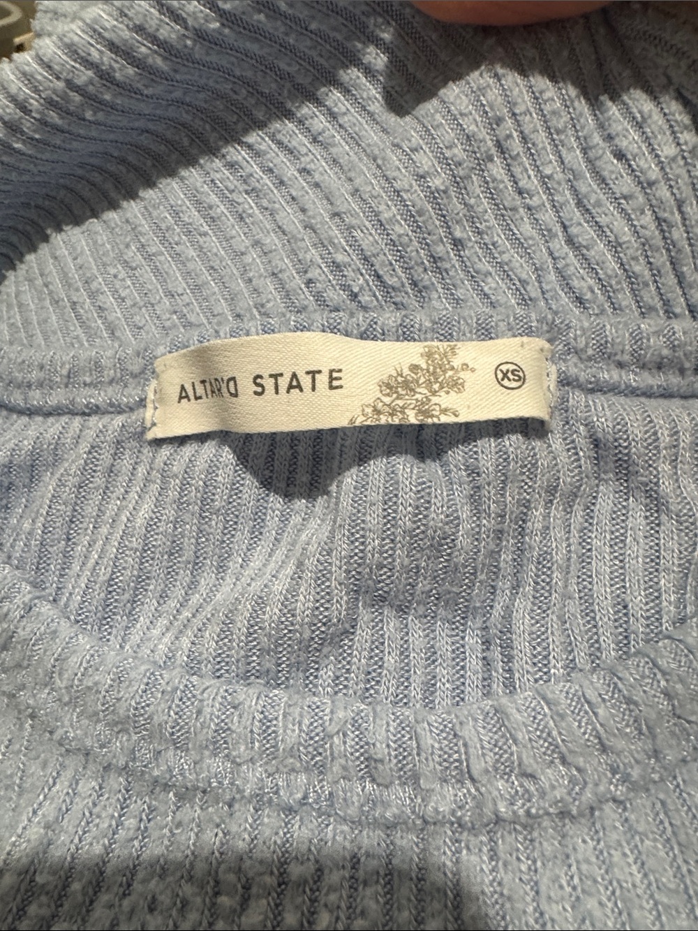 Altar'd State Light Blue Ribbed Crop Tee - Picture 2 of 2
